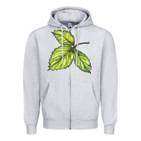 Heather Grey green leaf Zipper Hoodie - BarkalooDesign