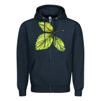 Navy green leaf Zipper Hoodie - BarkalooDesign