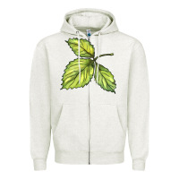 Oatmeal Heather green leaf Zipper Hoodie - BarkalooDesign