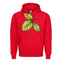 Red green leaf Zipper Hoodie - BarkalooDesign