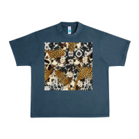 Midnight Navy cowhide leopard seamless pattern Urban Heavy Tee - HRA Design Shop