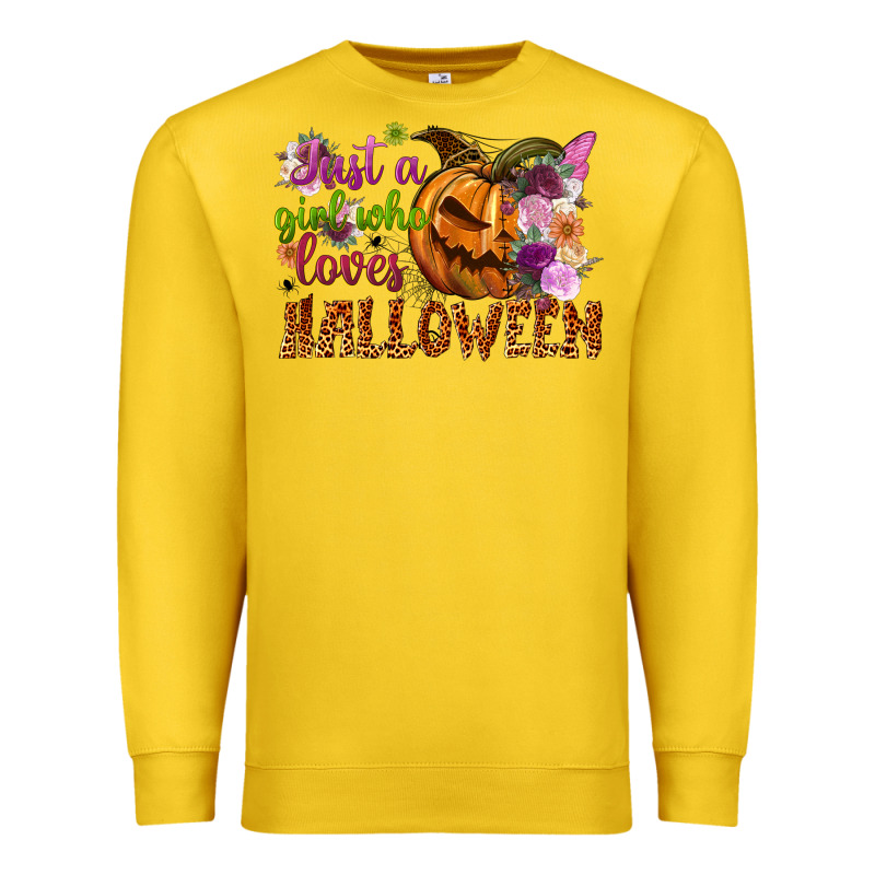 Just A Girl Who Loves Halloween Premium Sweatshirt by NancyCooperArtShop | Teevron