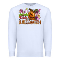 White just a girl who loves halloween Premium Sweatshirt - NancyCooperArtShop