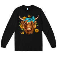 Black sunflower long haired cow Long Sleeve Tee - Jasminsmagicworld
