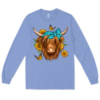Colony Blue sunflower long haired cow Long Sleeve Tee - Jasminsmagicworld