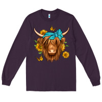 Plum sunflower long haired cow Long Sleeve Tee - Jasminsmagicworld