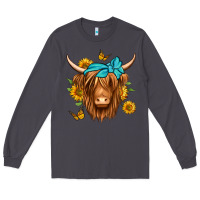 Smoke sunflower long haired cow Long Sleeve Tee - Jasminsmagicworld