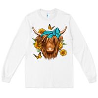White sunflower long haired cow Long Sleeve Tee - Jasminsmagicworld