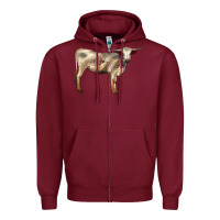 Burgundy Texas Longhorn Heifer Zipper Hoodie - LillyAllenDesigns