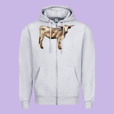 Texas Longhorn Heifer Zipper Hoodie Designed By Lillyallendesigns