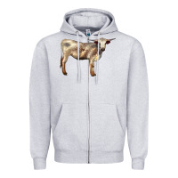 Heather Grey Texas Longhorn Heifer Zipper Hoodie - LillyAllenDesigns
