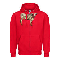 Red Texas Longhorn Heifer Zipper Hoodie - LillyAllenDesigns