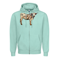 Seafoam Texas Longhorn Heifer Zipper Hoodie - LillyAllenDesigns