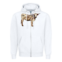 White Texas Longhorn Heifer Zipper Hoodie - LillyAllenDesigns