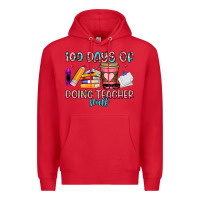 Red 100 days of doing teacher stuff Premium Hoodie - Artiststas