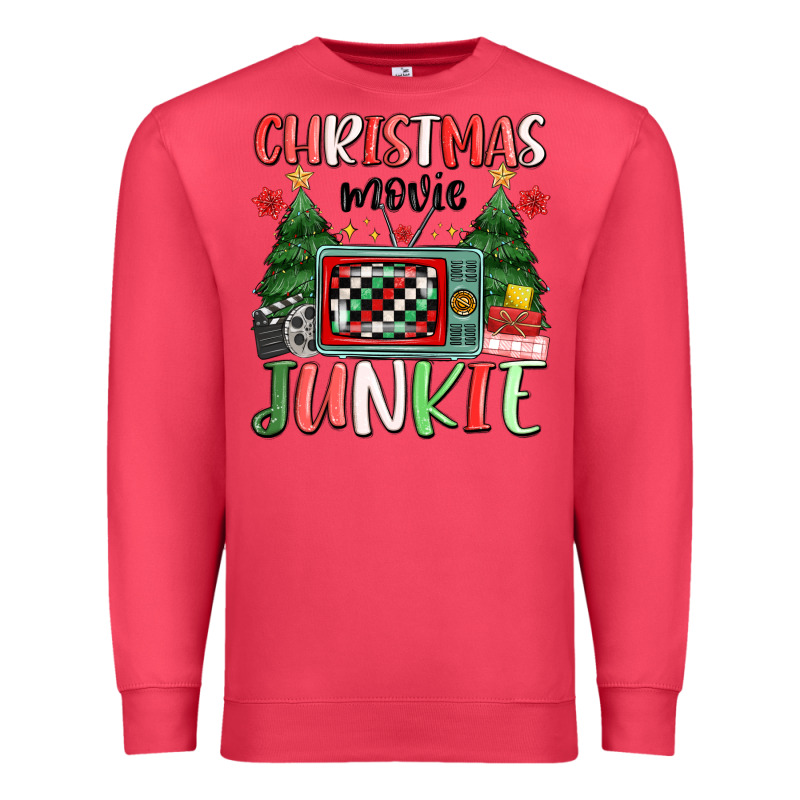 Christmas Movie Junkie Premium Sweatshirt by MaliasSmallBusiness | Teevron