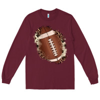 Burgundy football cowhide leopard patch Long Sleeve Tee - JahusDesignShop