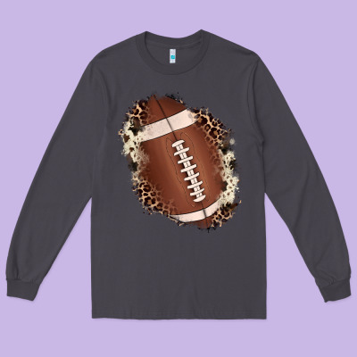 Football Cowhide Leopard Patch Long Sleeve Tee Designed By Jahusdesignshop