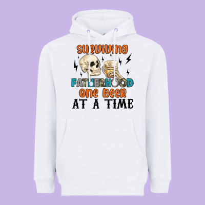 Surviving Fatherhood One Beer At A Time Heavyweight Hoodie Designed By Maliassmallbusiness