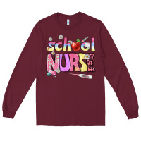 Burgundy school nurse Long Sleeve Tee - BundleAndBundleShop