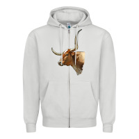 Dove Grey Texas Longhorn Cow Face Zipper Hoodie - LillyAllenDesigns