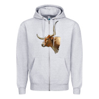 Heather Grey Texas Longhorn Cow Face Zipper Hoodie - LillyAllenDesigns