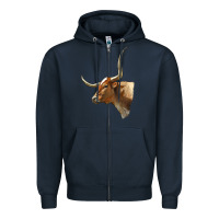 Navy Texas Longhorn Cow Face Zipper Hoodie - LillyAllenDesigns