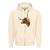 Sandshell Texas Longhorn Cow Face Zipper Hoodie - LillyAllenDesigns