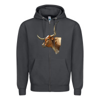 Smoke Texas Longhorn Cow Face Zipper Hoodie - LillyAllenDesigns