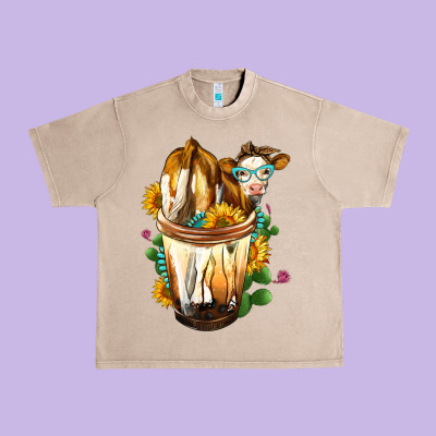 Simmental Cow Bobba Cup Urban Heavy Tee Designed By Fadigitalartstudio