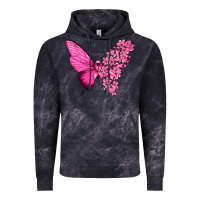 Cloud Black Pink Flowers and Breast Cancer Ribbon Butterfly Vintage Hoodie - texasbilliewilder
