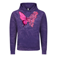 Cloud Purple Pink Flowers and Breast Cancer Ribbon Butterfly Vintage Hoodie - texasbilliewilder