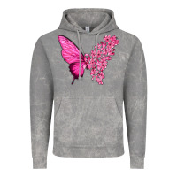 Cloud Rock Pink Flowers and Breast Cancer Ribbon Butterfly Vintage Hoodie - texasbilliewilder