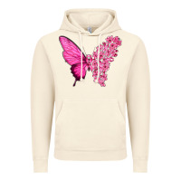Vintage Artic Pink Flowers and Breast Cancer Ribbon Butterfly Vintage Hoodie - texasbilliewilder