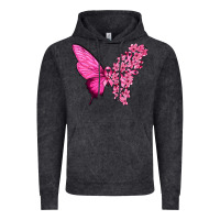 Vintage Black Pink Flowers and Breast Cancer Ribbon Butterfly Vintage Hoodie - texasbilliewilder