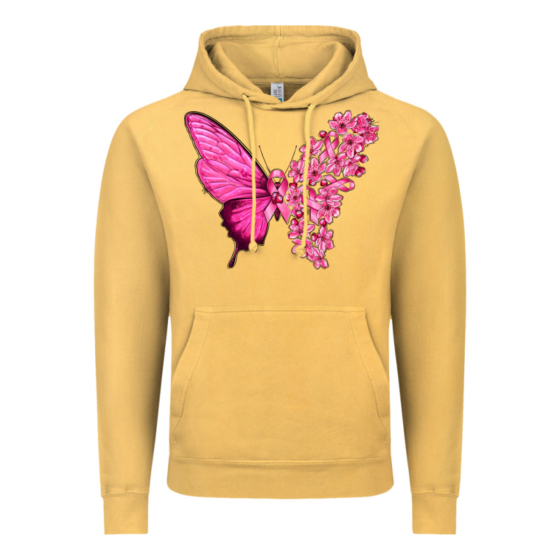 Pink Flowers And Breast Cancer Ribbon Butterfly Vintage Hoodie by texasbilliewilder | Teevron