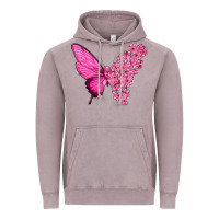 Vintage Zinc Pink Flowers and Breast Cancer Ribbon Butterfly Vintage Hoodie - texasbilliewilder
