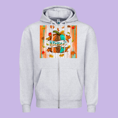 Blessed Pumpkin Zipper Hoodie Designed By Nancycooperartshop