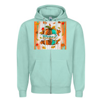 Seafoam blessed pumpkin Zipper Hoodie - NancyCooperArtShop