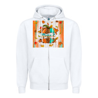 White blessed pumpkin Zipper Hoodie - NancyCooperArtShop