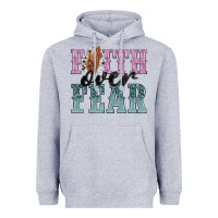 Heather Grey faith over fear Heavyweight Hoodie - NancyCooperArtShop