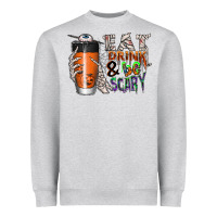 Heather Grey Eat drink be scary Heavyweight Sweatshirt - CowhideDigitalArt