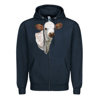 Navy Texas Longhorn Calf Face Zipper Hoodie - LillyAllenDesigns