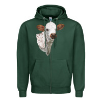 Sports Green Texas Longhorn Calf Face Zipper Hoodie - LillyAllenDesigns