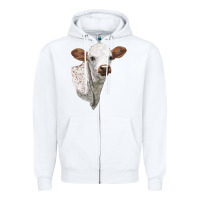 White Texas Longhorn Calf Face Zipper Hoodie - LillyAllenDesigns