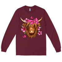 Burgundy floral pink bandana longhaired cow Long Sleeve Tee - Jasminsmagicworld