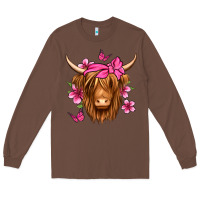 Chestnut floral pink bandana longhaired cow Long Sleeve Tee - Jasminsmagicworld