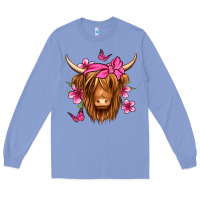 Colony Blue floral pink bandana longhaired cow Long Sleeve Tee - Jasminsmagicworld