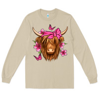 Mushroom floral pink bandana longhaired cow Long Sleeve Tee - Jasminsmagicworld