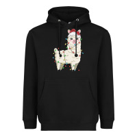 Black christmas llama Heavyweight Hoodie - MaliasSmallBusiness